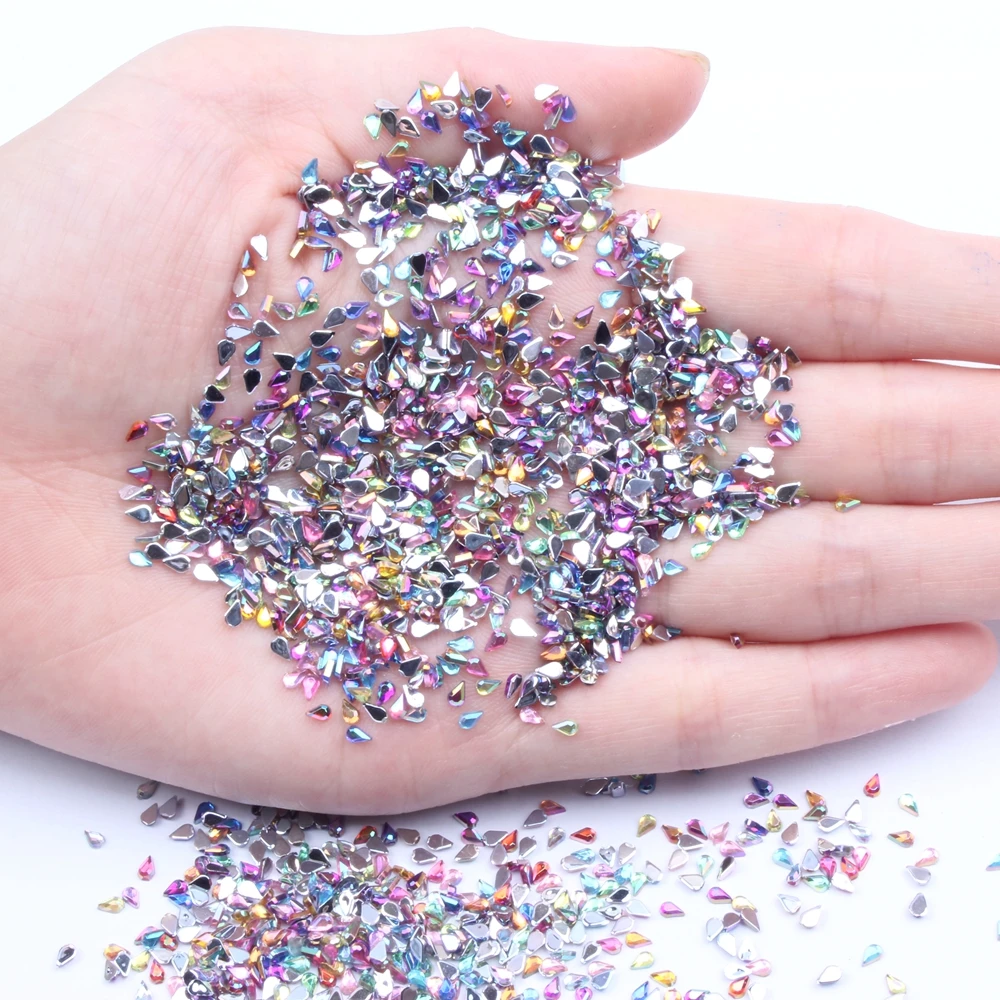 

1.5x3mm 1000pcs Drop-shaped Shiny AB Colors Nail Stickers High Shine Sparkling Naill Diamonds Glitter Decoration Decals