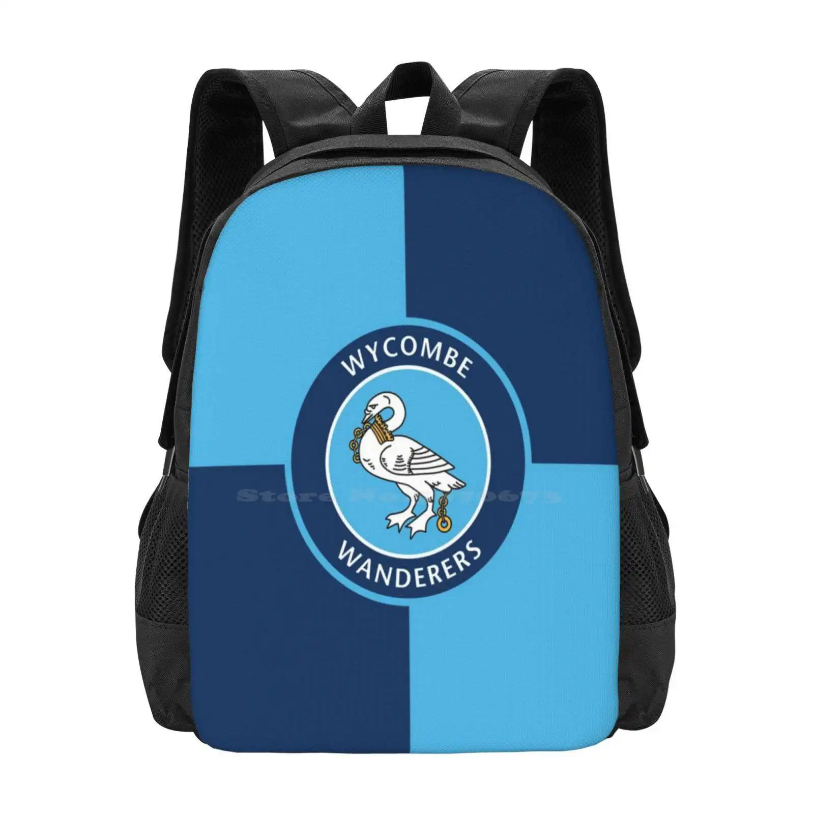 

Рюкзак Wycombe Wanderers с логотипом ФК-квадратами, дизайнерская сумка с рисунком, рюкзак для студийных мальчиков, голубой Лебедь Efl Лига One, футбольный клуб Adams