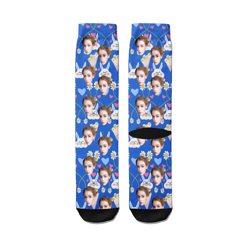 Customized Personalized Ccotton Socks 3D Printing Cartoon Rabbit Pattern Printing Long Socks Multi -Style Neutral Festival Gift