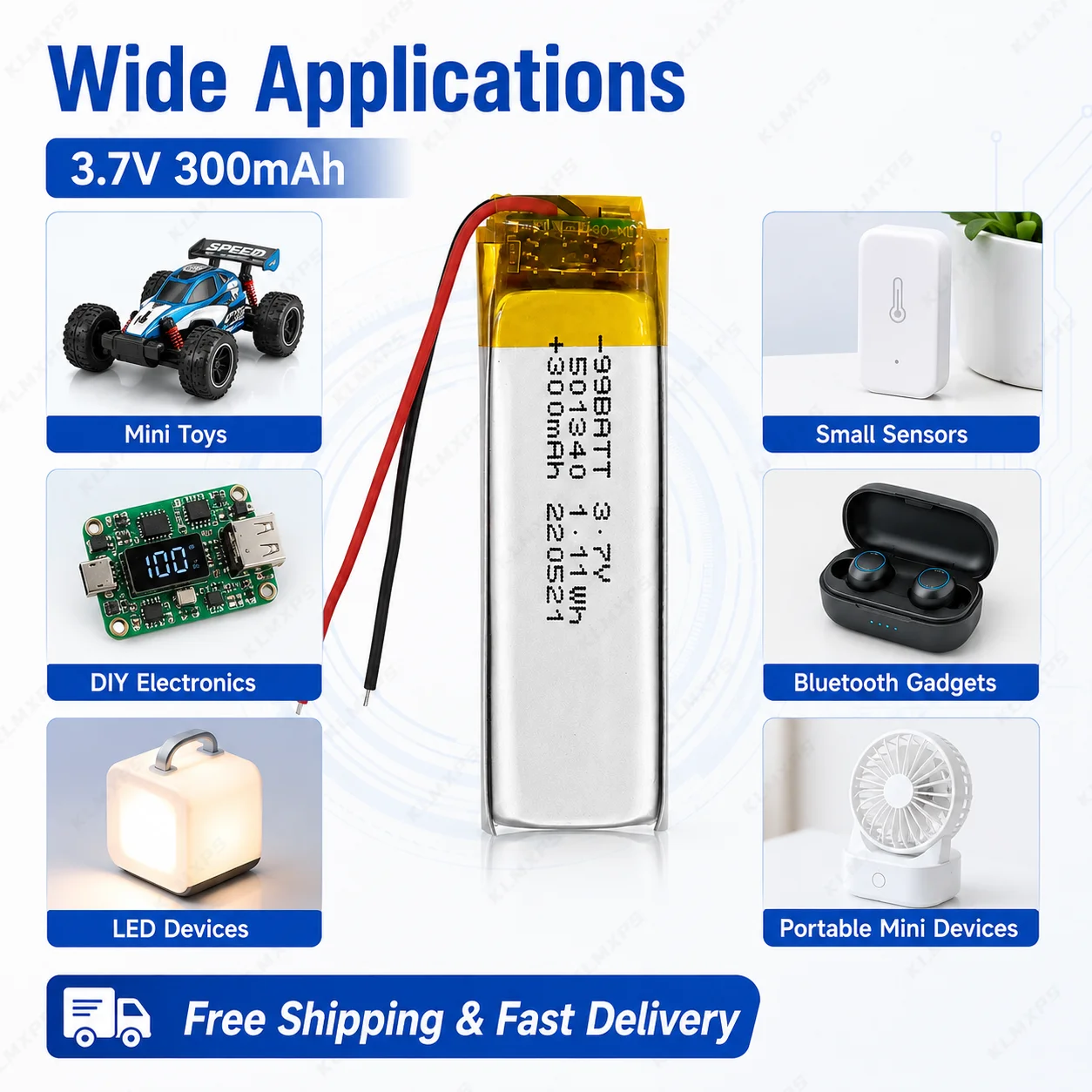 Фото Литий-ионный полимерный аккумулятор 300 мАч 3.7В 501340 для Xiaomi Airdots Youth Edition TWSEJ02LM TWS (для отсека для наушников) №4