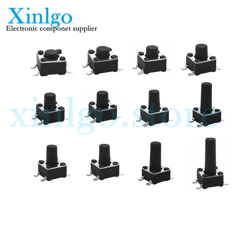 

50pcs Micro Switch 4.5*4.5 Momentary SMT SMD Tactile Tact Push Button 4 Pin 4.5x4.5x3.8/4.3/4.5/4.8/5/6/7/8/8.5/9mm 3.8mm 4.3mm