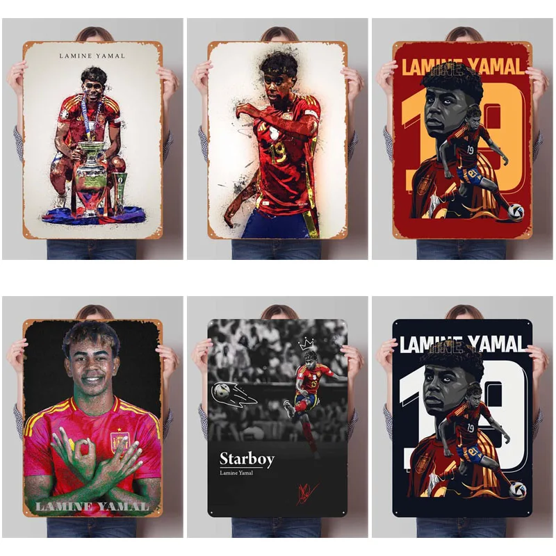 Значок Lamine Yamal спортивный плакат украшение комнаты мужская пещера винтажный