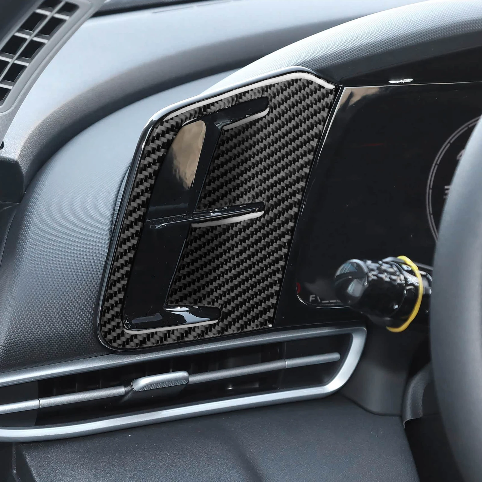 Фото Для Hyundai Elantra CN7 2021-2026: накладка на приборную панель (сторона водителя) из карбонового волокна, аксессуар для автомобиля, наклейка №2