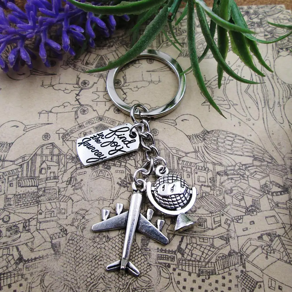 fly to the world tourism vacation Antique Charm keyring Gift Birthday