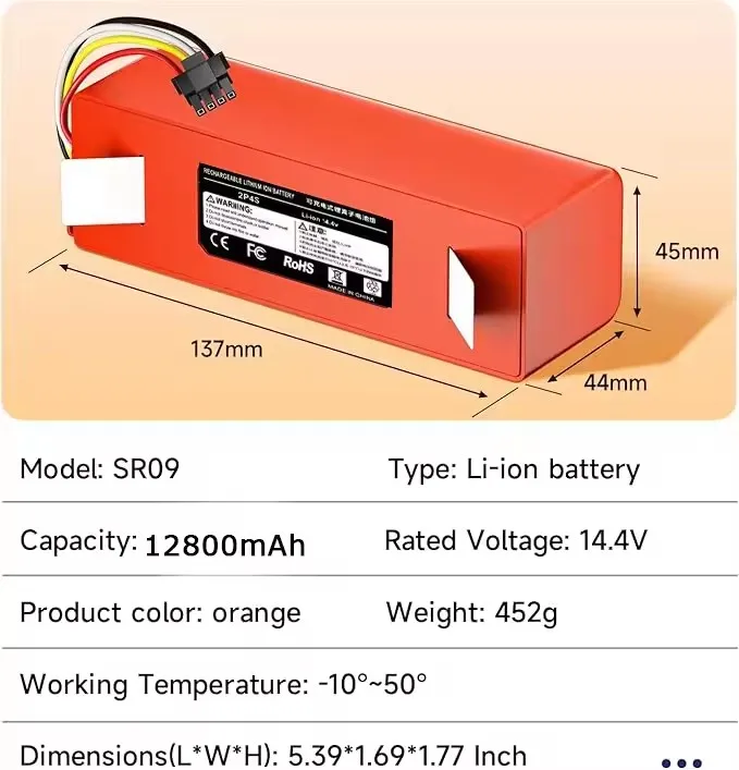 Сменный аккумулятор 14,4 В, 12800 мАч для Roborock S8S8 MAXS8 PlusS8 ProS8 Pro Ultra, для пылесосов Xiaomi 12 поколения (art.: 3920da137236d) - 3920da137236d