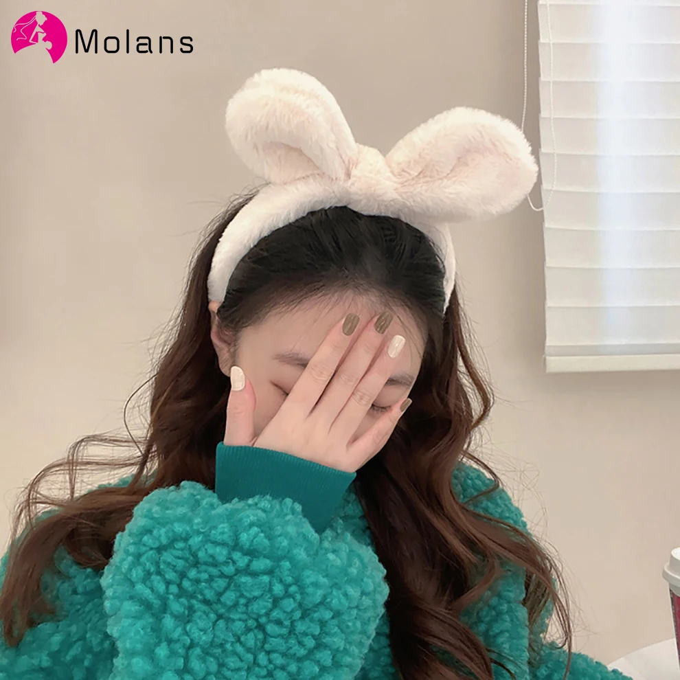 

Molans Plush Bunny Ears Hair Bands For Women New Fashion Winter Headband Hair Hoop Bezel Hair Accessoreis Headwear