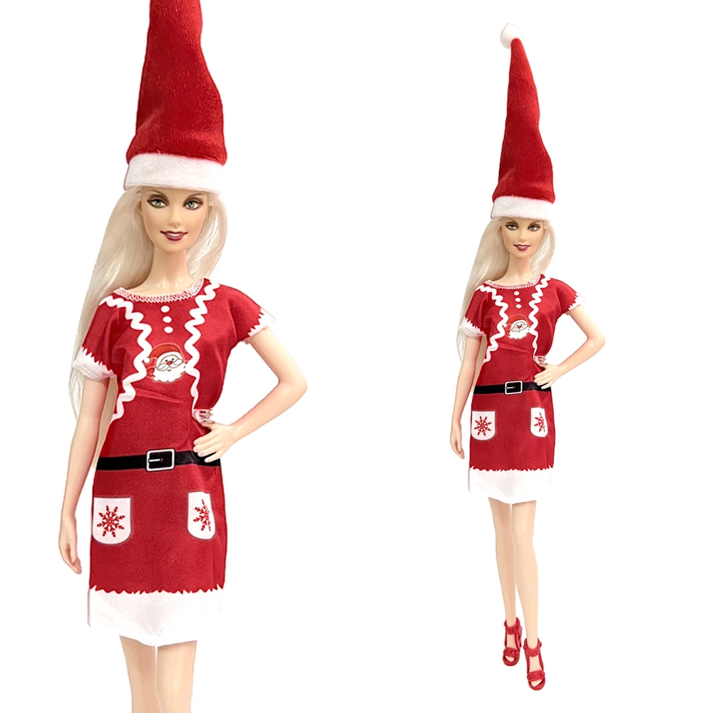 

Новейшая модная красная снежинка NK в стиле принцессы, платье Санта, благородная женская одежда + шляпа для Барби, аксессуары для кукол, подарок для детей и девочек, 1 комплект