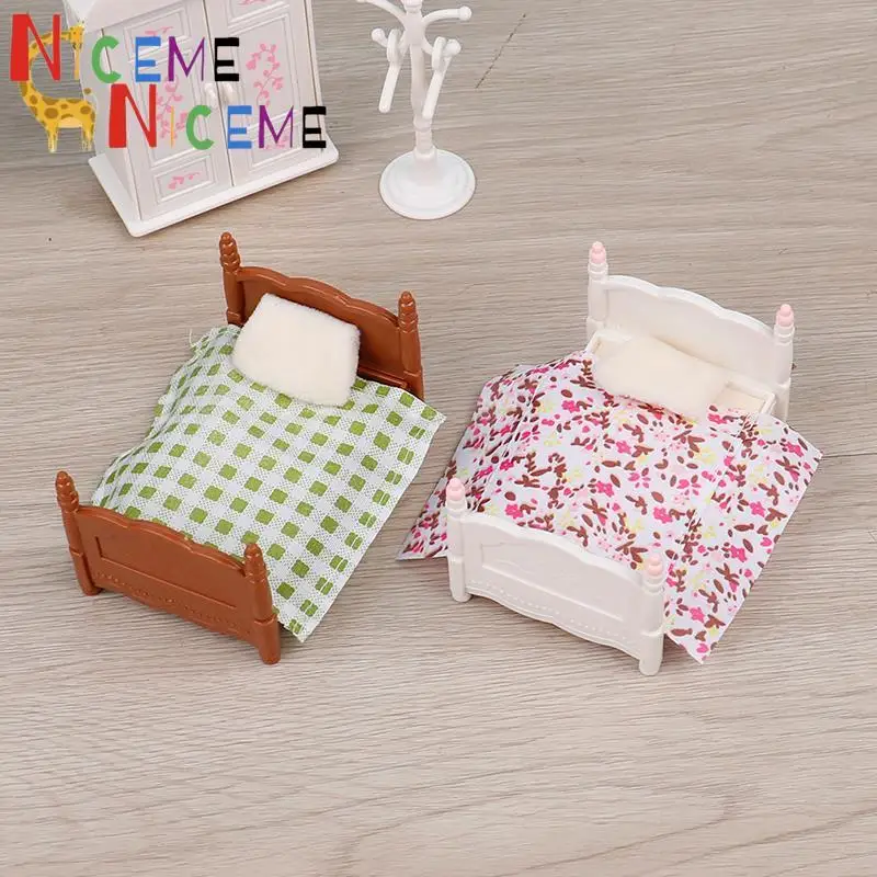 

1Set 1:12 Dollhouse Mini Bedroom Single Bed Mini Bedroom Single Bed Model Furniture Accessories Toy