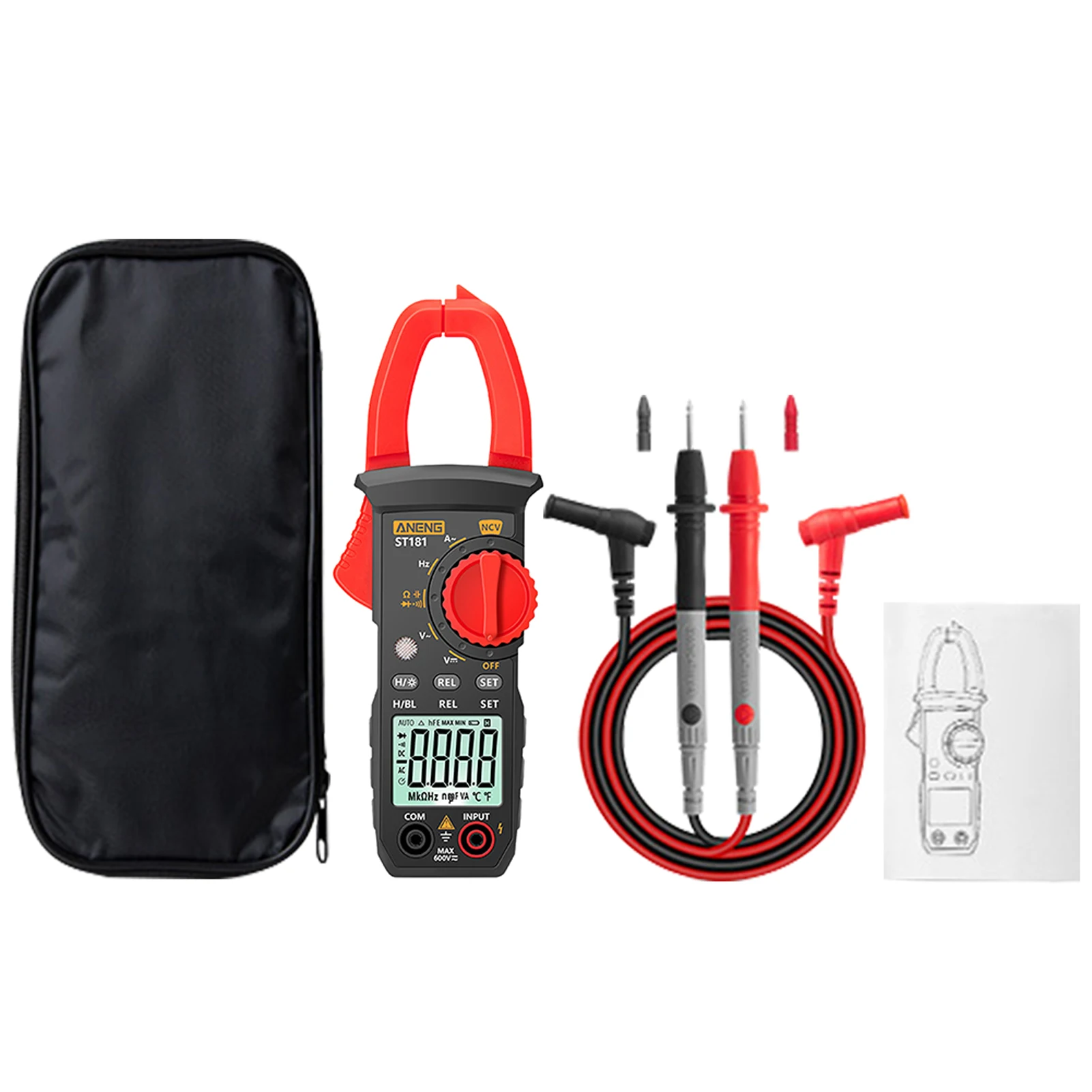 

Backlight Tester Data Hold Capacitance 400A Current Frequency Digital Clamp Meter NCV 4000 Counts AC DC Voltage LED Display