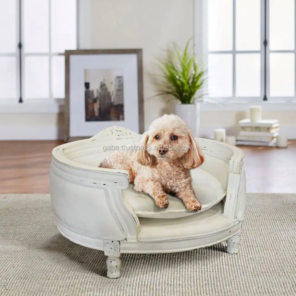 Диван или кровать для домашних животных Ariny из красного дерева белого цвета