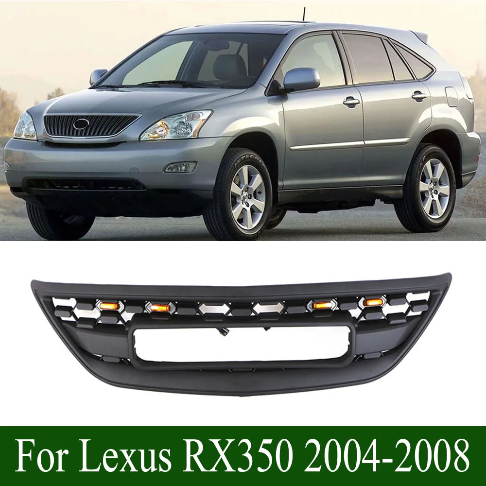 

Upgrade Racing Grille Radiator Grille With Letter Mesh Cover Grills ABS Black Front Bumper Grills For Lexus RX350 2004-2008