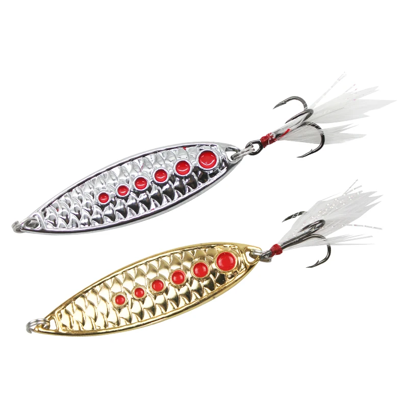 

Lure 3/5/7/10g/15g/20g Hard Lure Leech Spinners Spoon lure Fish scale Hard Baits Gold Fishing Tackle Feather Hook Lures