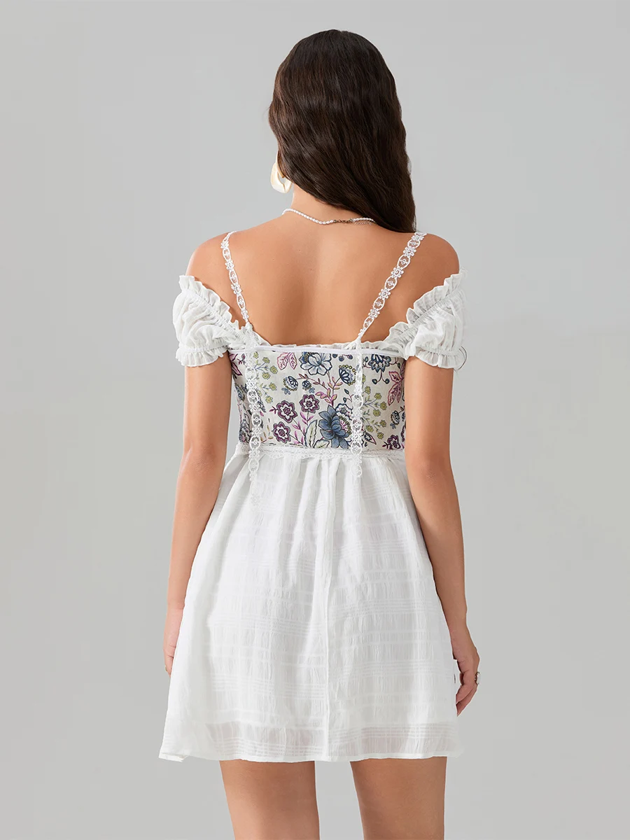 Женский укороченный корсет без рукавов с цветочным принтом