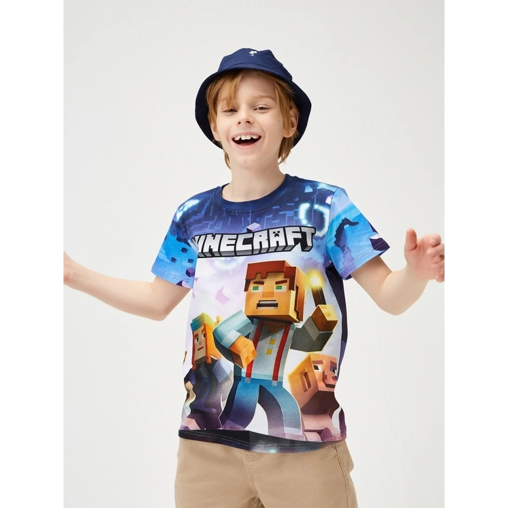 Футболка для мальчика Minecraft KT026c синий хлопок 100% | Футболки