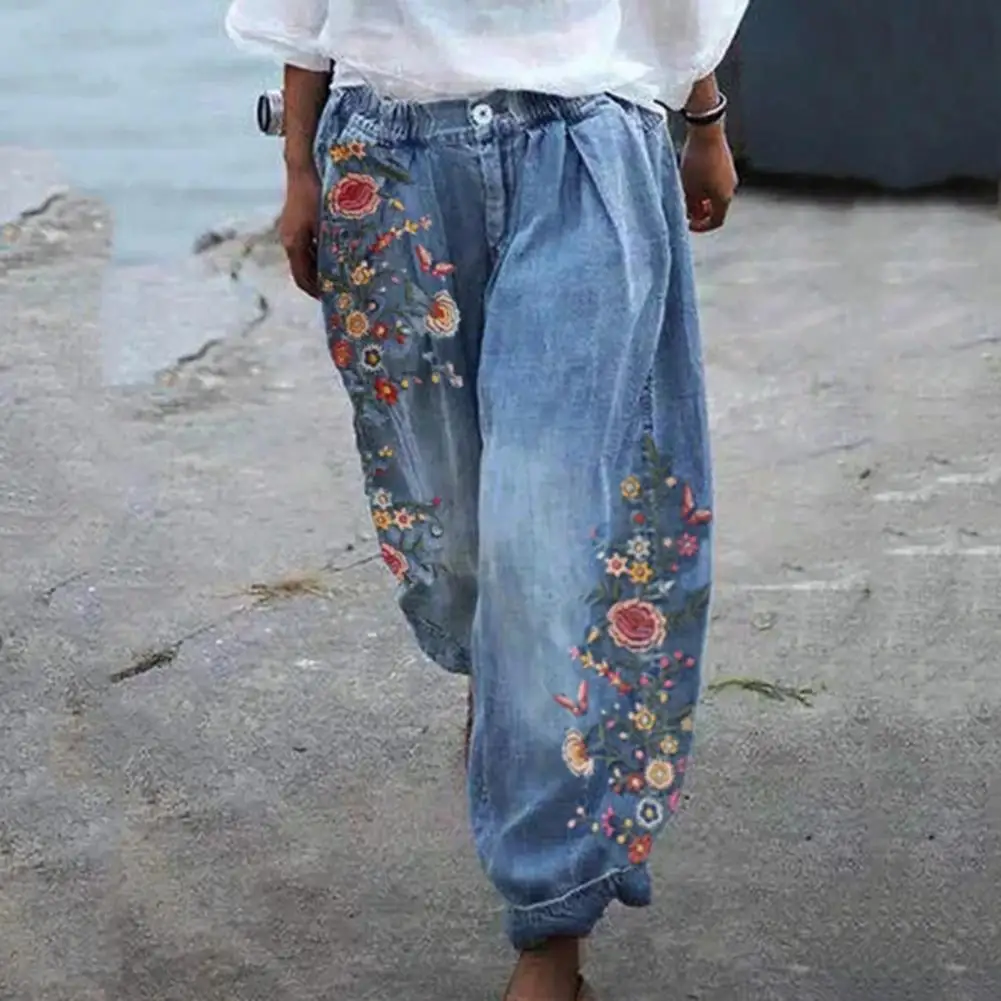 

Новинка 2023, джинсовые брюки на весну и лето, женские брюки-султанки в национальном стиле ретро с карманами, брюки-джоггеры, женские брюки