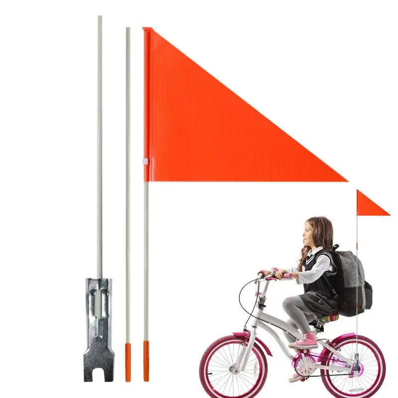 

Bike Safety Flag Go Cart Water Resistant Safety Flag With Poles Orange Portable Flag For Advertising Cycling Outdoor Flag With