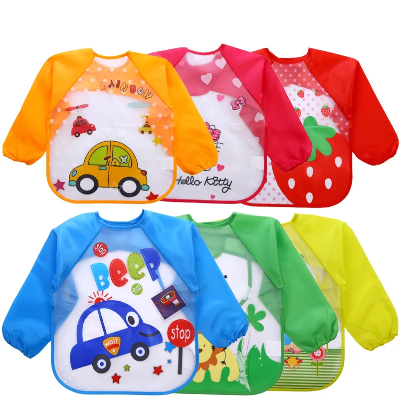 

Waterproof EVA Cartoon Children Aprons Cartoon Long Sleeve Multipurpose Durable Bib Kid Eating Painting Overclothes