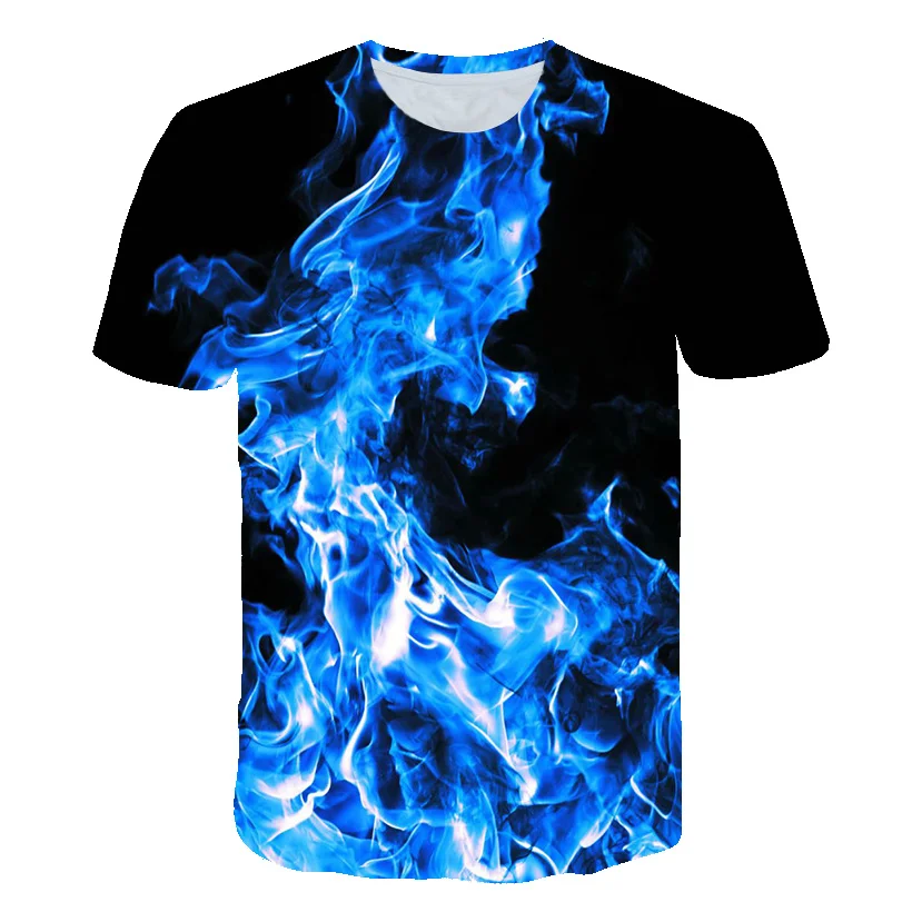 

Футболка с принтом пламени для мужчин и женщин, повседневная дизайнерская рубашка с коротким рукавом, топ на каждый день, лето