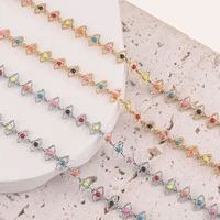 1meter 6mm width stainless steel rhombus turkish eye connect enamel chains for diy necklaces bracelet jewelry making supplies