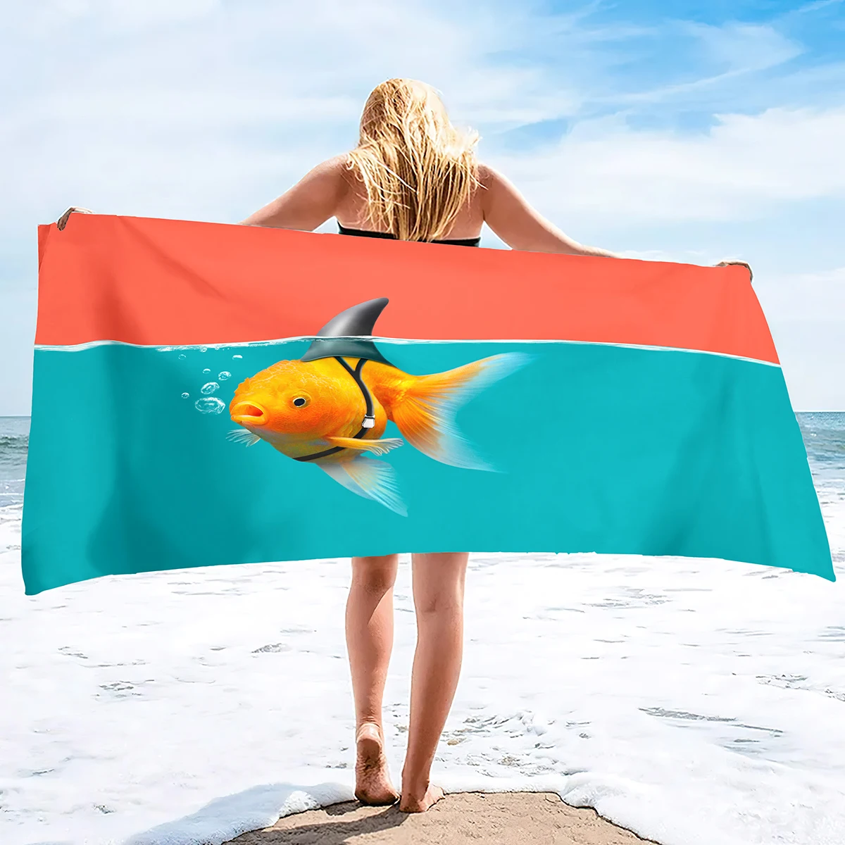 

Cute Goldfish Beach Towels Soft Microfiber Beach Quick Dry and Sandproof Beach Towels Oversized Large Sand Free Beach Towels