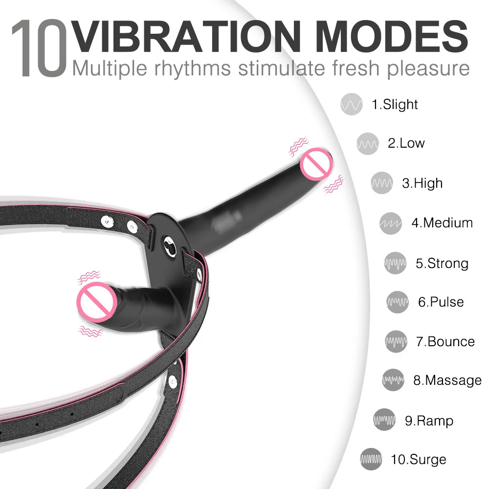 Двойной вибрирующий страпон-фаллоимитатор на реалистичных трусиках для женщин, пар и лесбиянок.