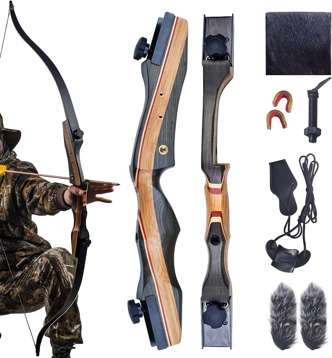

Recurve Bow for Adults & Youth Beginner 62" Archery Hunting Takedown Recurve Bow Are Manufactured with Imported Maple Wood