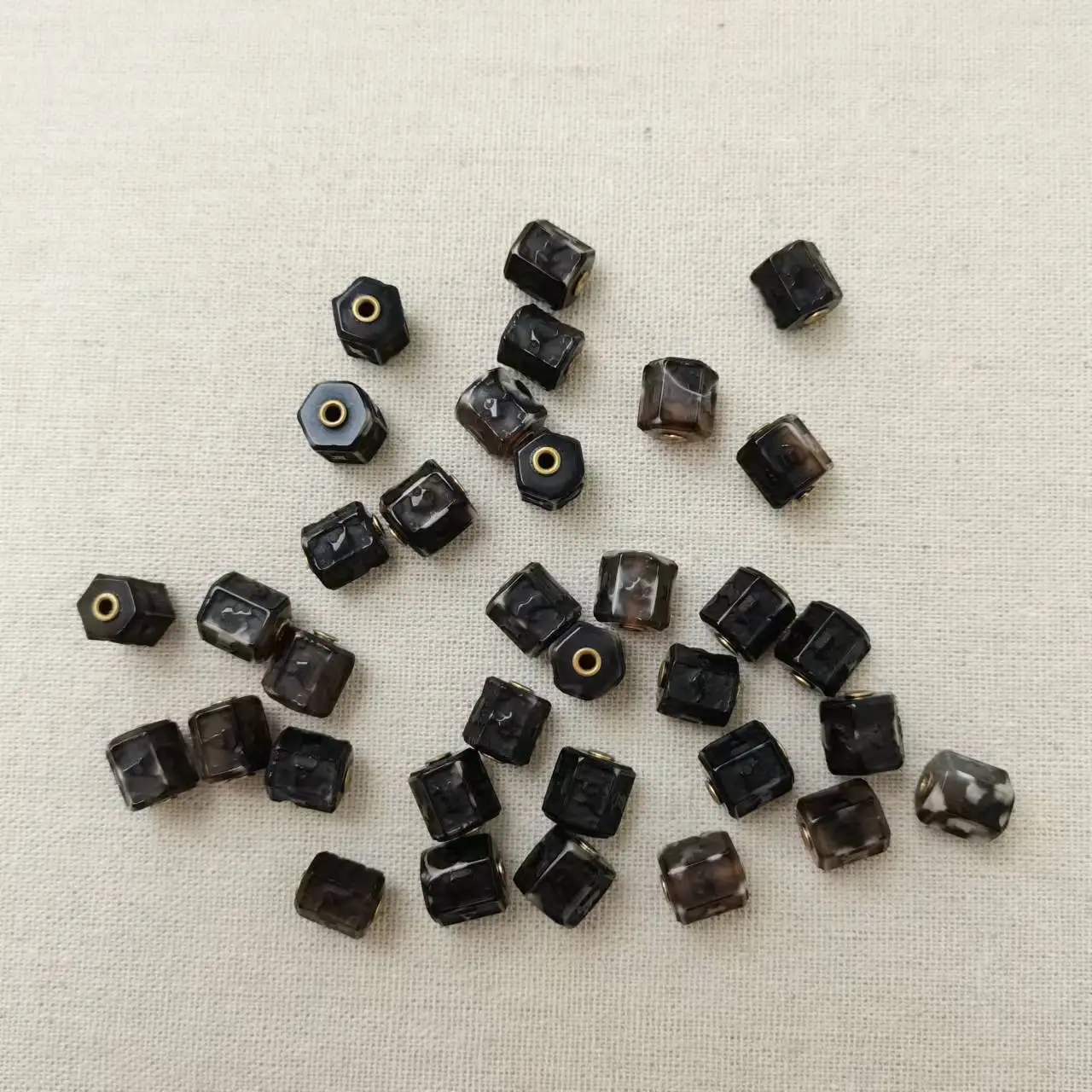 

2pcs/lot Natural dzi bead carving antique lantern inlaid beads bulk wholesale brown black accessories taki jewelry folk-custom