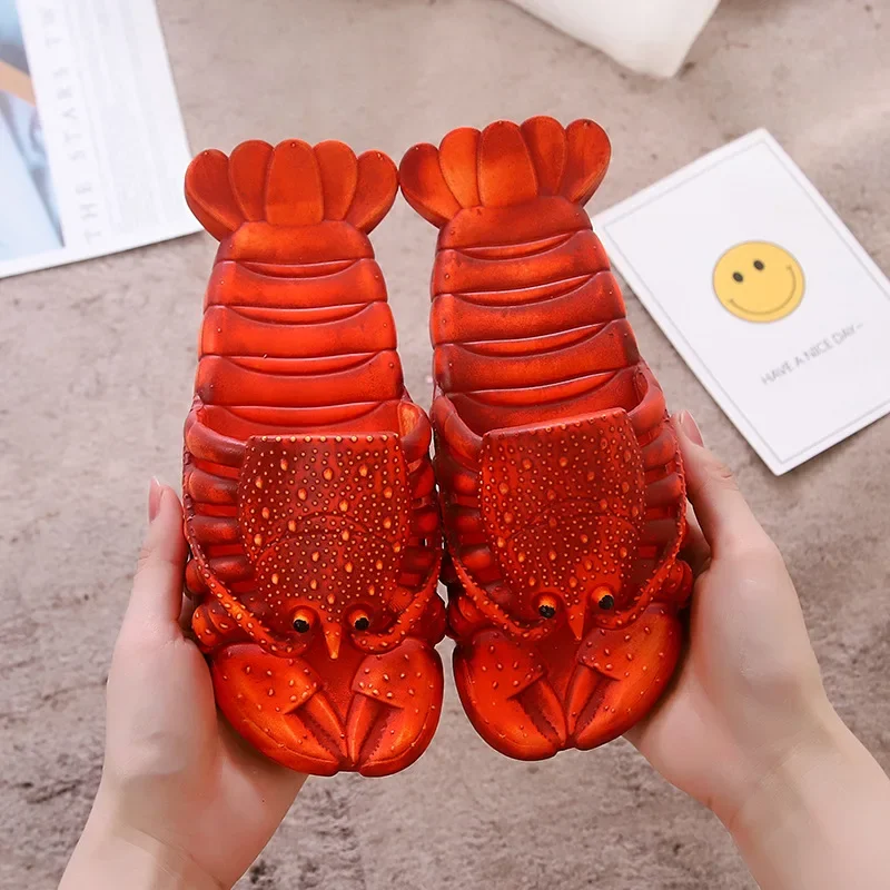 

Funny Novelty Lobster Slippers Men Shoes 2023 New Arrival Summer Beach Casual Shoes Women Unisex Plus Size Soft Home Slippers