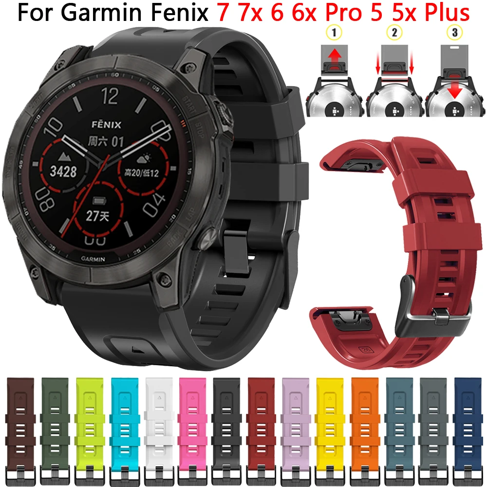 

Ремешок силиконовый для Garmin Fenix 7 7X 6 6X Pro 5X 5 Plus, быстросъемный браслет для смарт-часов 3 3HR Epix 935, 22 26 мм