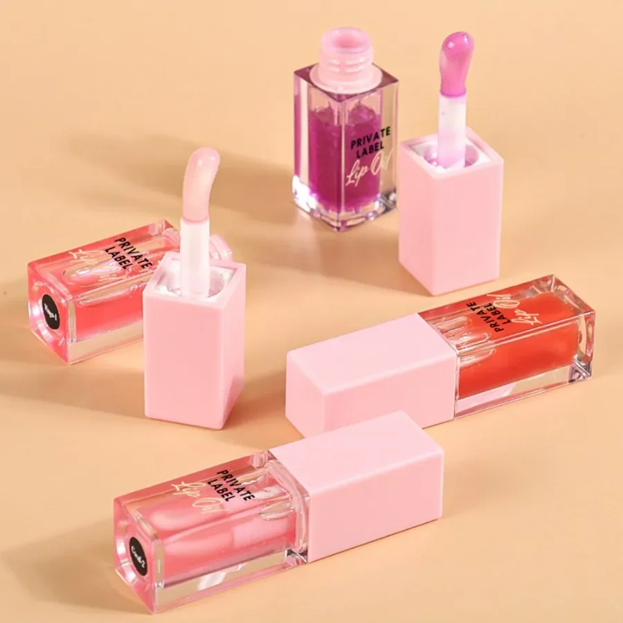Пользовательские 6 цветов розовый тюбик масло для губ прозрачное питательное