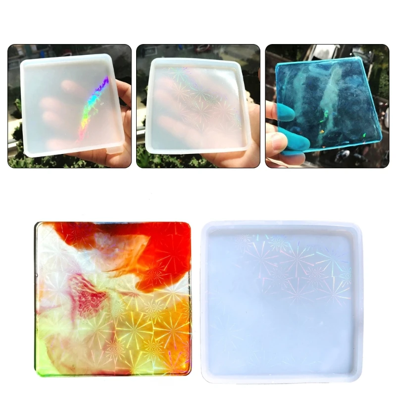 

DIY голографические подставки кристалл эпоксидной смолы формы свет и тень круглый кофе чай коврики чашка Pad силиконовые формы
