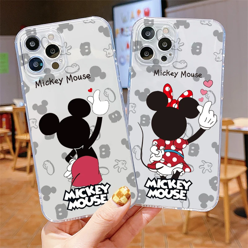 

Couple Cute luxury Mickey Minnie Phone Case For Apple iPhone 14 13 12 11 SE XR 7 8 6 mini Plus Pro MAX 2020 Transparent Cover