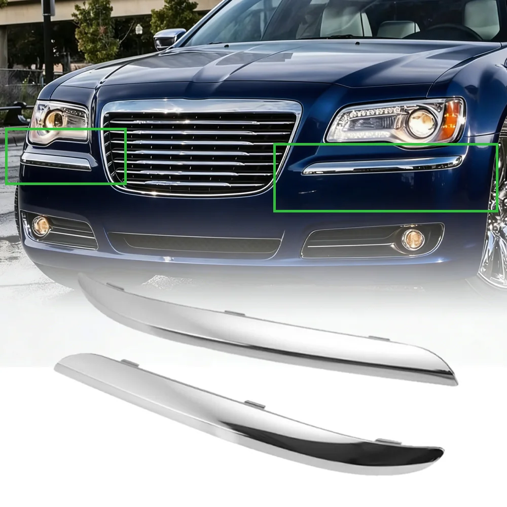 Фото Комплект из 2 накладок на передний бампер (левая и правая) для Chrysler 300 (кроме SRT8) 2011-2014, артикулы 68127940AB, CH1047103, CH1046103 №2