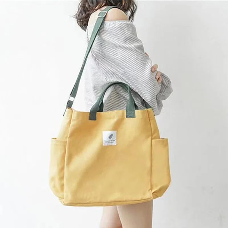 

2021 New Canvas Shoulder Bags Environmental Shopping Bag Tote Package Crossbody Bags Purses Casual Handbag For Women