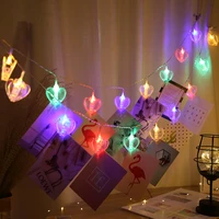led photo clip lights string usb battery power heart butterfly photo garland fairy light indoor bedroom decor wedding valentine