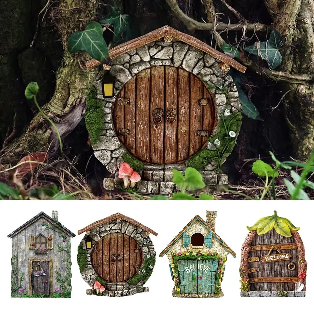 

Yard Art Lawn Ornament Decoration Engraved Design Miniature Fairy Gnome Garden Decor Windows Door Figurines Fairy Door