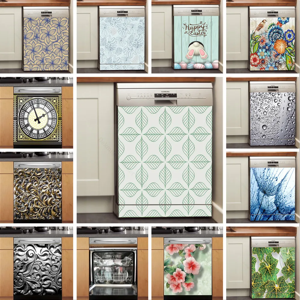 

DIY Dishwasher Cover Kitchen Accessories Room Decor Wall Stickers Simple Geometry Kitchen Decor Furniture Stickers Wallpaper