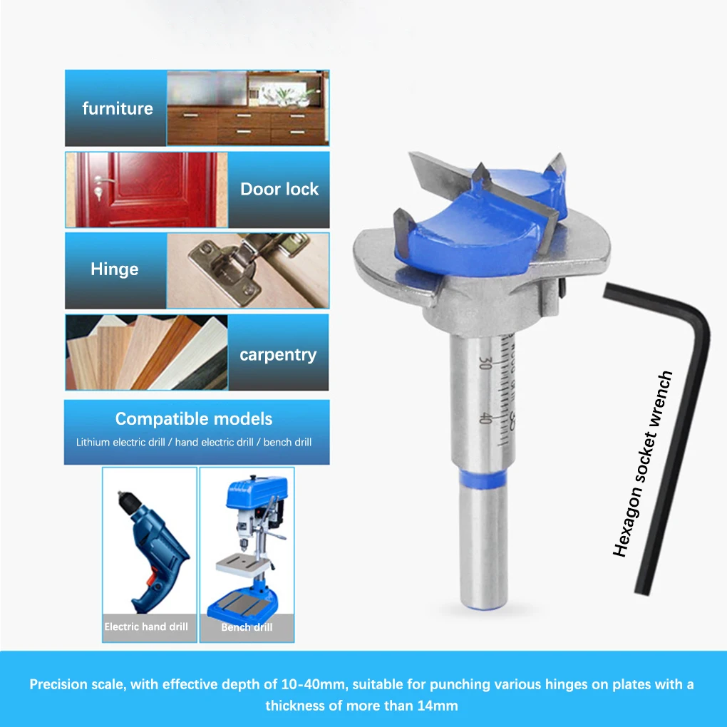 

Hinge Drill Kit Carpentry Installation Drilling Set Woodworking Accessory