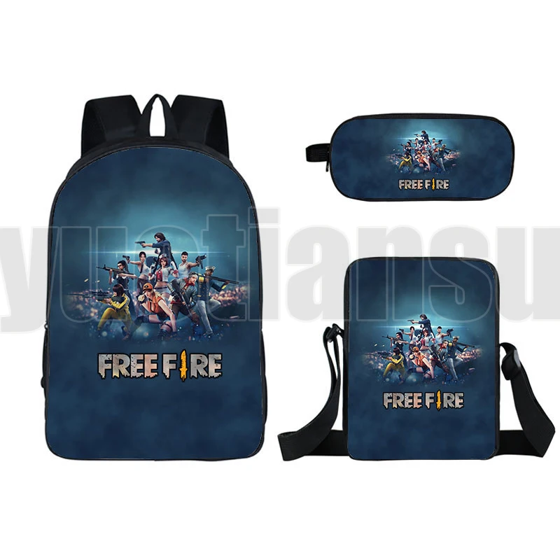 

3D Free Fire Backpack Shooting Game Bag 16 Inch Anime Pencil Box Cute Bookbag Free Fire Garena Primary School Bag Back To School