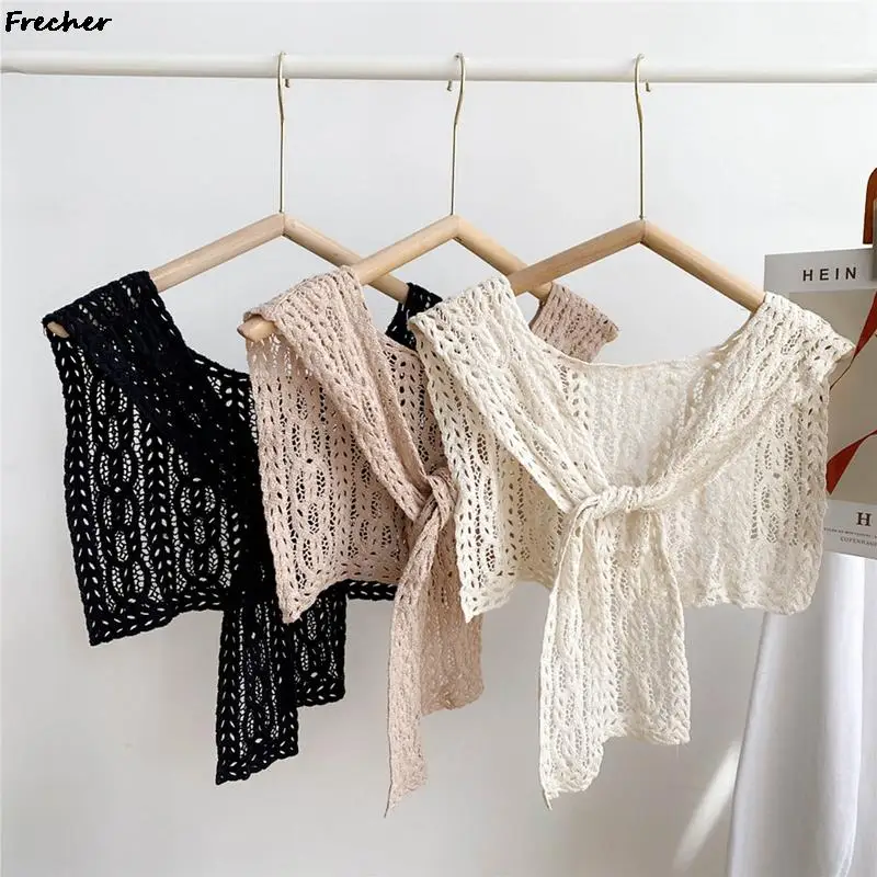 

Hollow Crochet Detachable Collar Fashion Fake Collars Women DIY Top Shirt Neckline Summer Dress Decor Lapel Elegant Neckwear