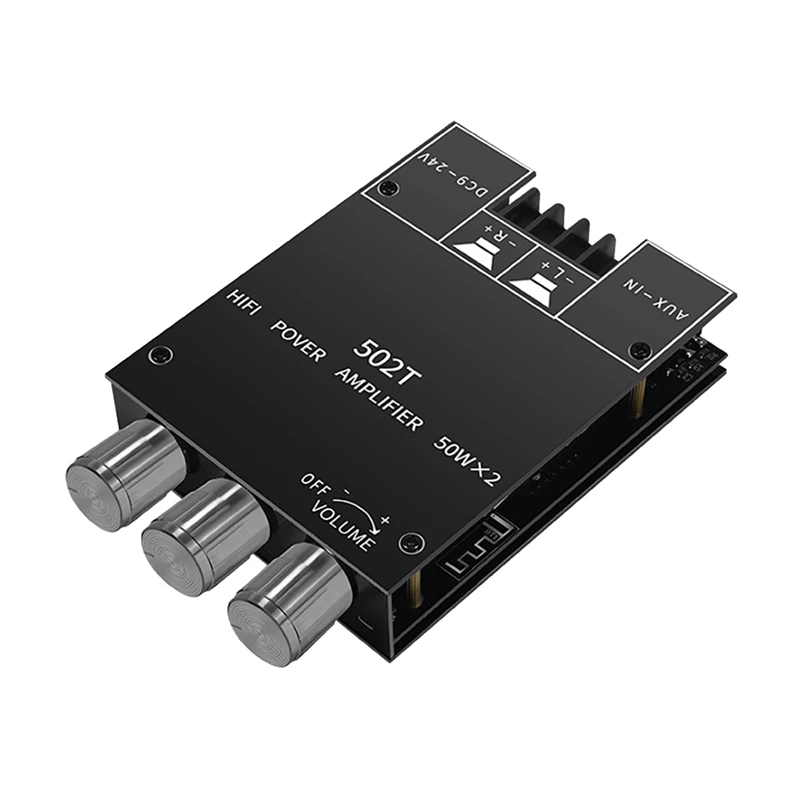 

ZK-502T плата цифрового усилителя TPA3116D2 50Wx2 Регулировка высоких басов BT5.0 2-канальный усилитель сабвуфера