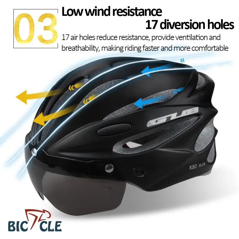 

GUB K80 PLUS Mountain Bike Helmet Integrated Riding Hat Mounting Free Magnetic Suction Windshield Helmet
