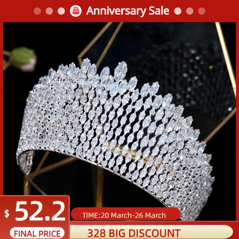 

Роскошные Большие Свадебные короны невесты с фианитами класса ААА, Свадебные короны с фианитами для женщин, милые головные уборы на 16 дней р...