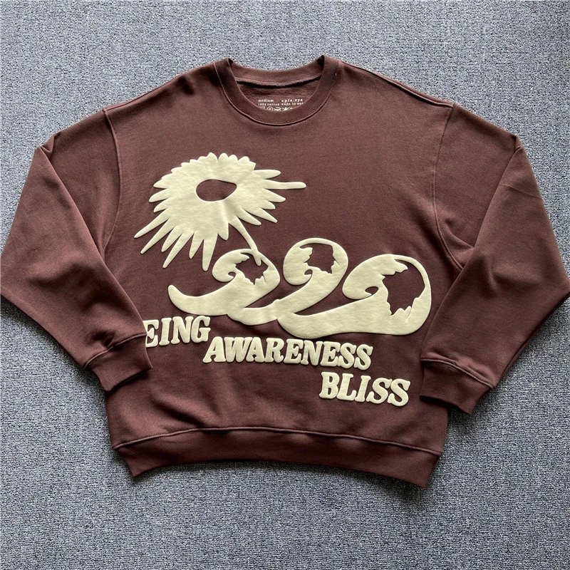 

NEW TOP Foam Printing CPFM Kanye West Sweatshirts Men Women 1:1 High Quality Heavy Fabric Brown Crewneck