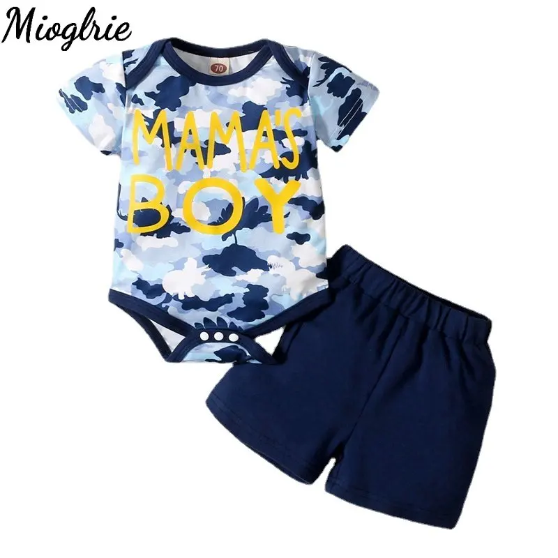 

Newborn Baby Boy Clothes Set Baby Boys Summer Fashion Print Short Sleeve Romper + Pants 2Pcs Set Infant Boy Jumpsuit Outfit