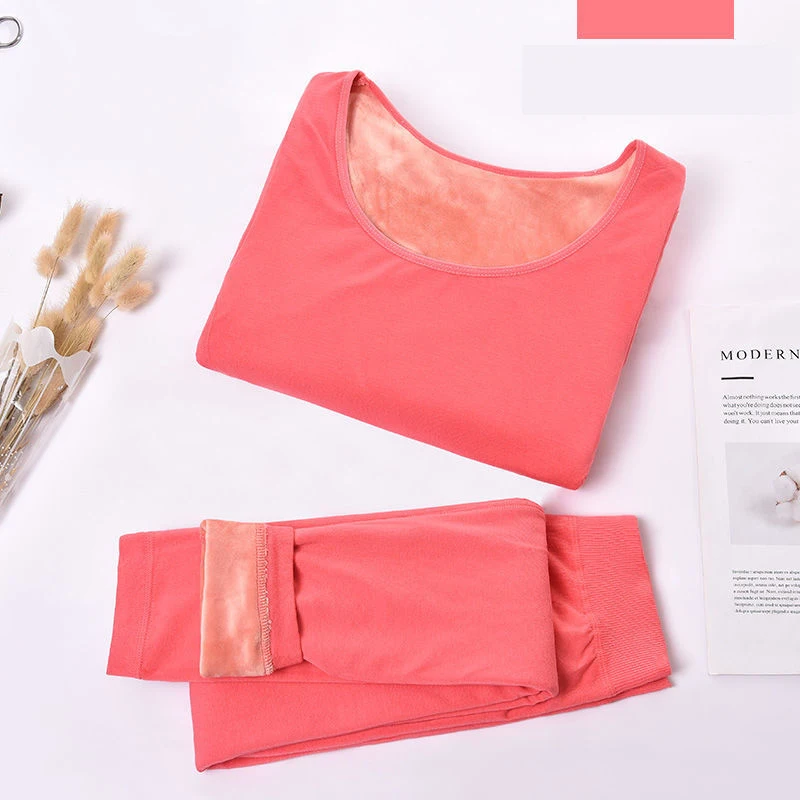Warm underwear Women's thickened plush top Winter student tight body beauty Women's autumn clothes and trousers Warm clothes