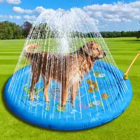 96CM Round Pet Sprinkler Pad Play Cooling Mat Thickened PVC Pool Outdoor Splash Play Mat for Dogs Bathtub Kids Summer Water Toy