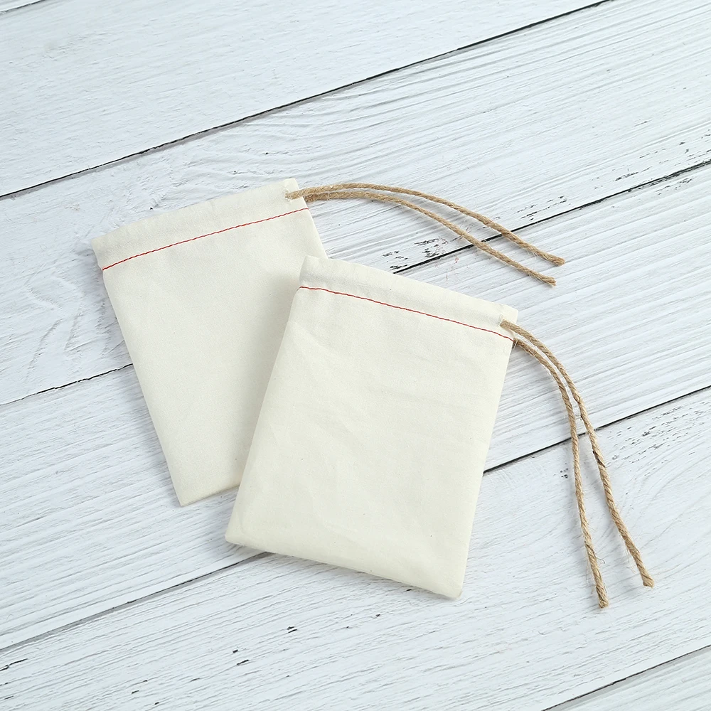 50pcs Yellow Cotton Jewelry Bag Jewelry Packing Small Pouches for Wedding Party Candy Bag Custom Logo Mariage Jewelry Organizer