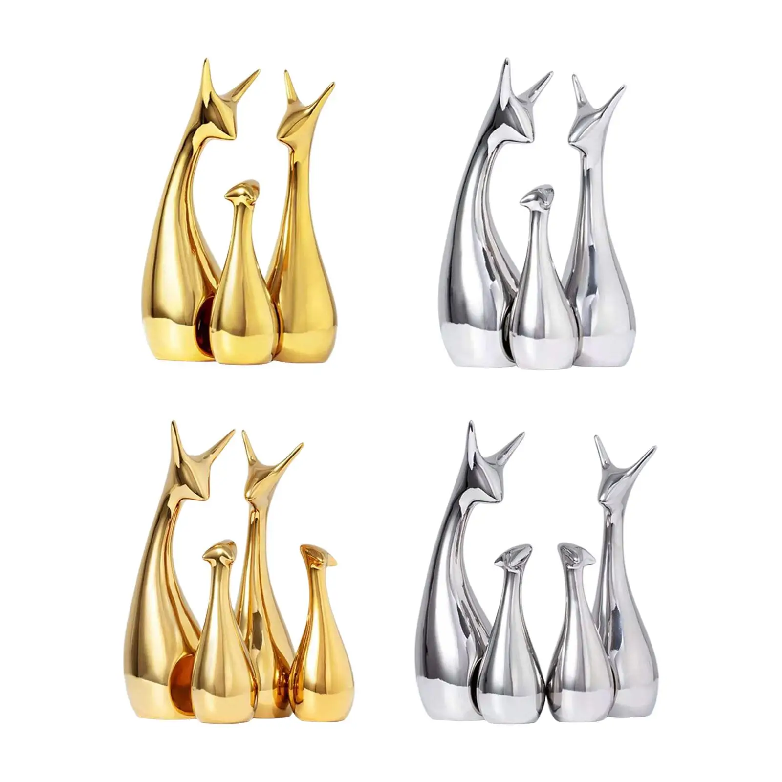 

Animal Sculptures Creative Ceramic Statue Deer Family Figurines Desktop Figure for Birthdays Office Cabinet Family Housewarming