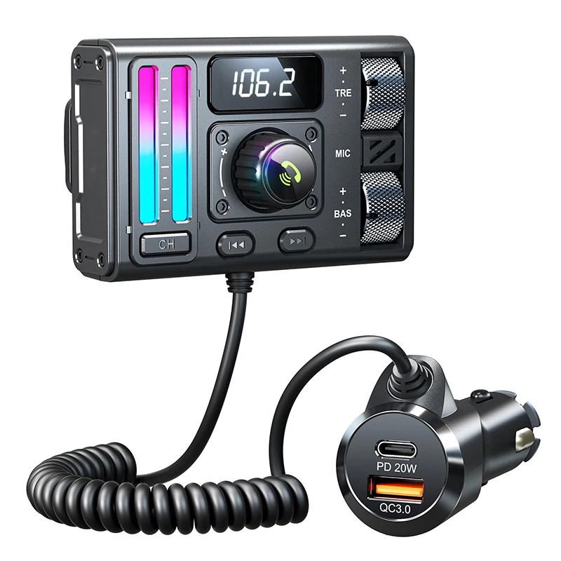 

FM-трансмиттер автомобильный с поддержкой Bluetooth 5,3 и функцией шумоподавления